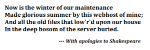Mangled Shakespeare talking about server maintenance